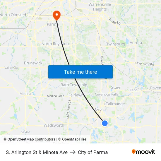 S. Arlington St & Minota Ave to City of Parma map