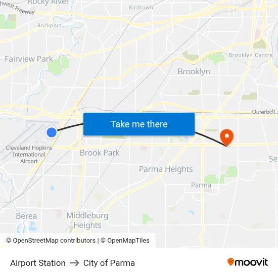 Airport Station to City of Parma map