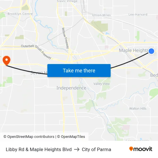Libby Rd & Maple Heights Blvd to City of Parma map