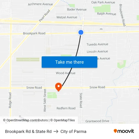 Brookpark Rd & State Rd to City of Parma map