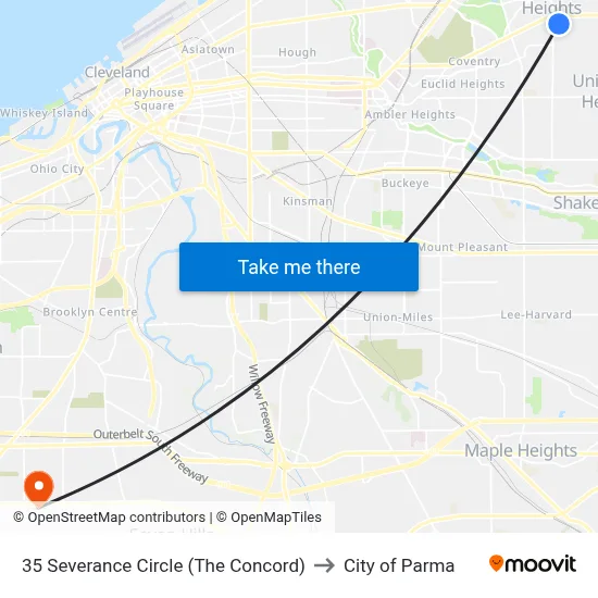35 Severance Circle (The Concord) to City of Parma map