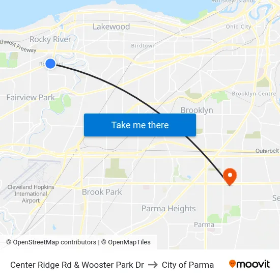 Center Ridge Rd & Wooster Park Dr to City of Parma map