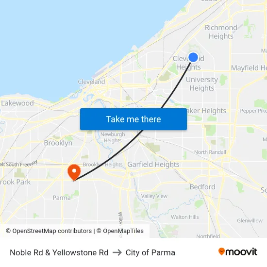 Noble Rd & Yellowstone Rd to City of Parma map