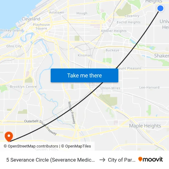 5 Severance Circle (Severance Medical Bldg) to City of Parma map