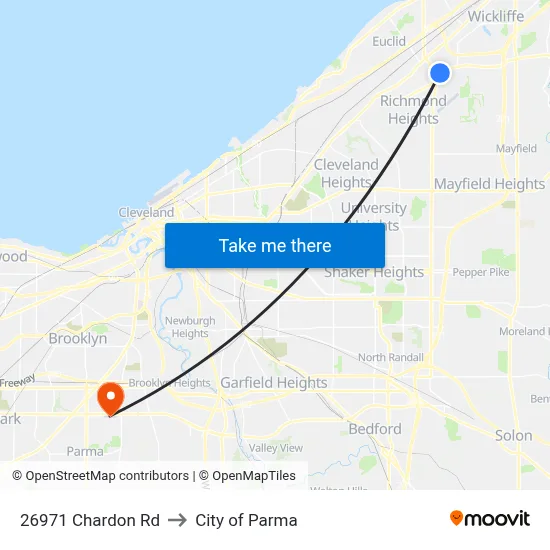 26971 Chardon Rd to City of Parma map