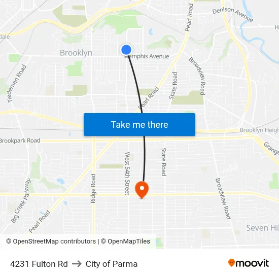 4231 Fulton Rd to City of Parma map