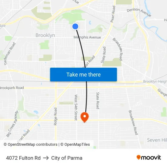 4072 Fulton Rd to City of Parma map