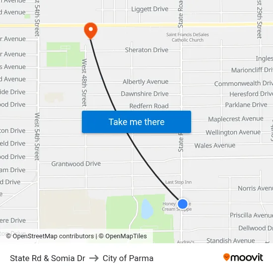 State Rd & Somia Dr to City of Parma map