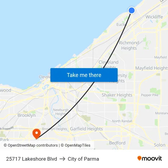 25717 Lakeshore Blvd to City of Parma map