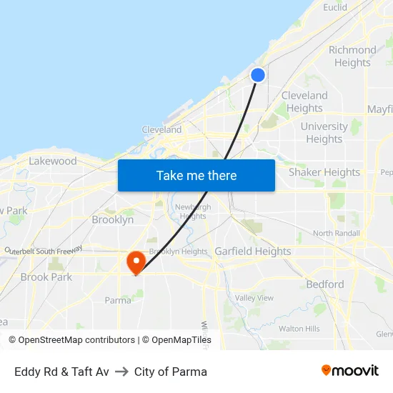 Eddy Rd & Taft Av to City of Parma map