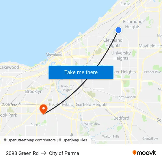 2098 Green Rd to City of Parma map