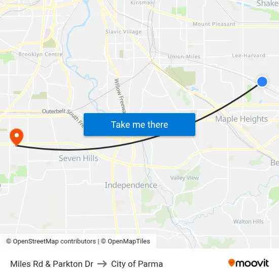 Miles Rd & Parkton Dr to City of Parma map