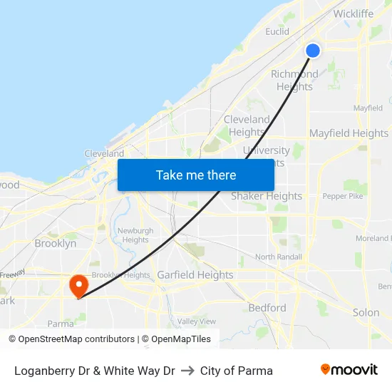 Loganberry Dr & White Way Dr to City of Parma map