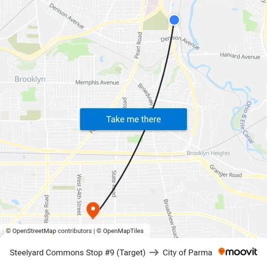 Steelyard Commons Stop #9 (Target) to City of Parma map