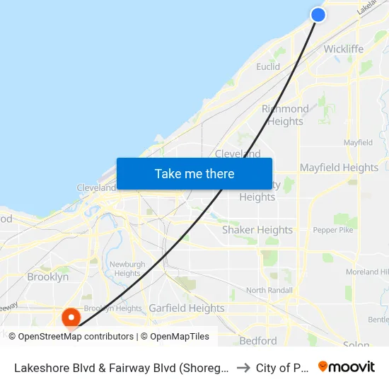 Lakeshore Blvd & Fairway Blvd (Shoregate Main Ent) to City of Parma map