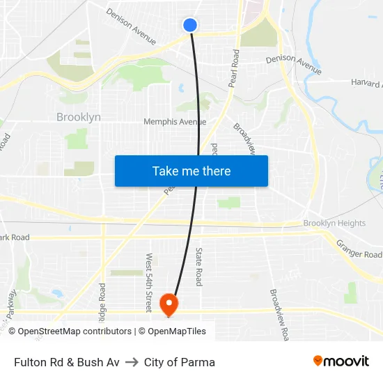 Fulton Rd & Bush Av to City of Parma map