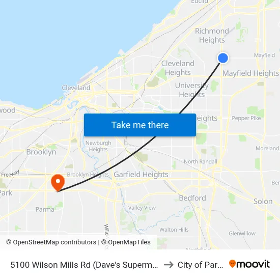 5100 Wilson Mills Rd (Dave's Supermarket) to City of Parma map