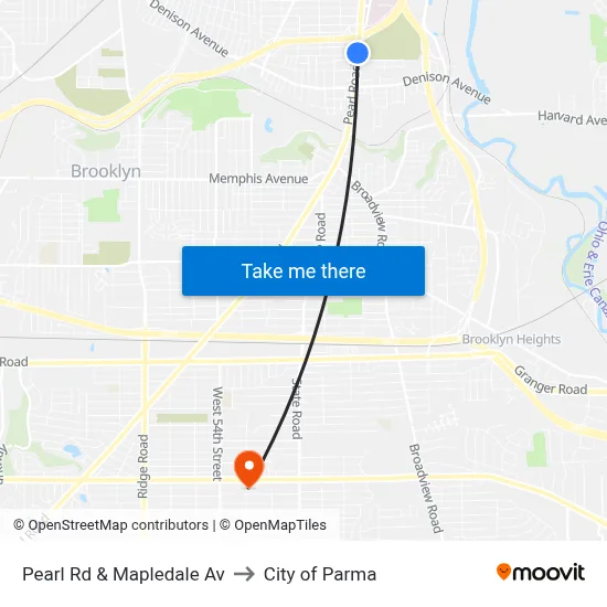 Pearl Rd & Mapledale Av to City of Parma map