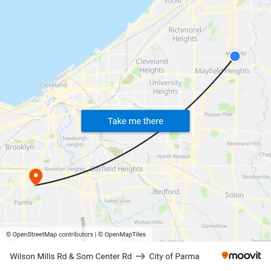 Wilson Mills Rd & Som Center Rd to City of Parma map