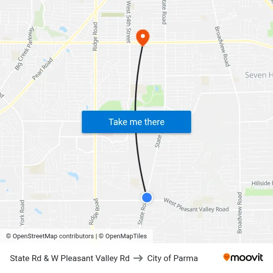 State Rd & W Pleasant Valley Rd to City of Parma map