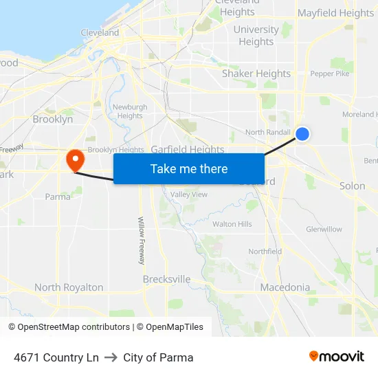 4671 Country Ln to City of Parma map