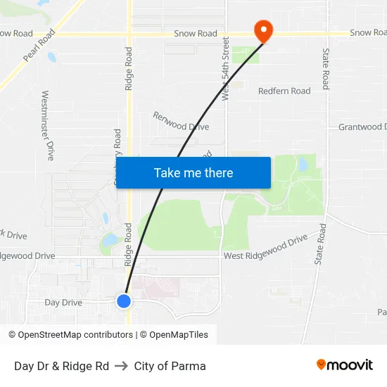 Day Dr & Ridge Rd to City of Parma map