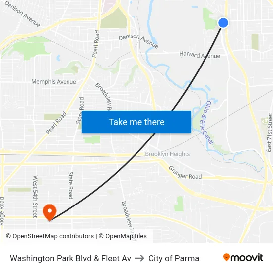 Washington Park Blvd & Fleet Av to City of Parma map