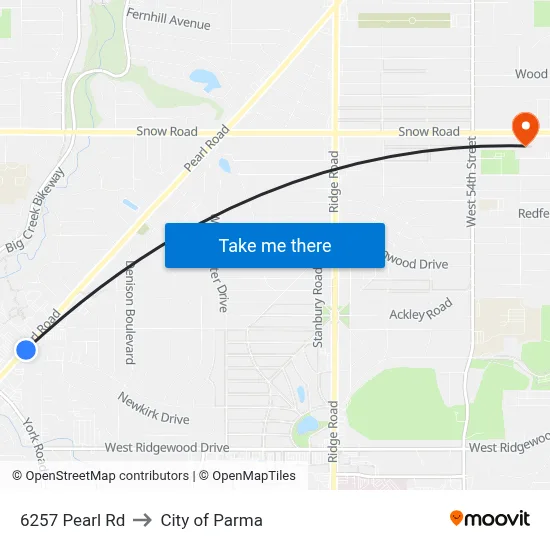6257 Pearl Rd to City of Parma map