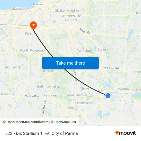 522 - Dix Stadium 1 to City of Parma map