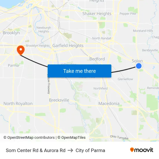 Som Center Rd & Aurora Rd to City of Parma map