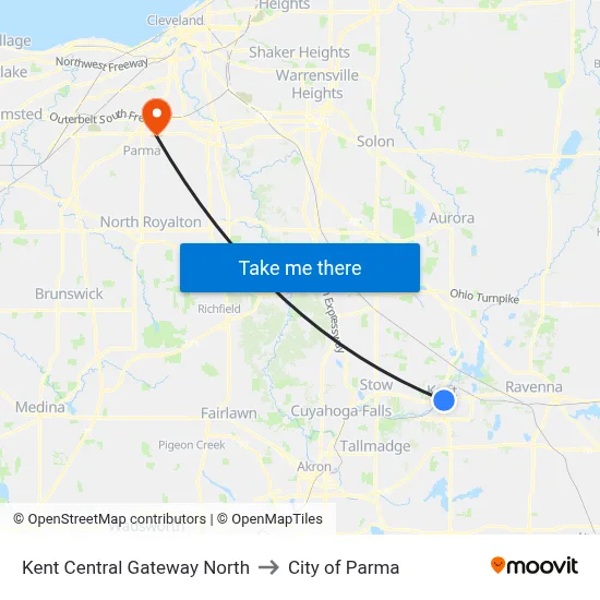 Kent Central Gateway North to City of Parma map