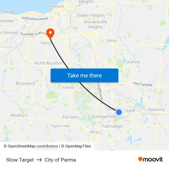 Stow Target to City of Parma map