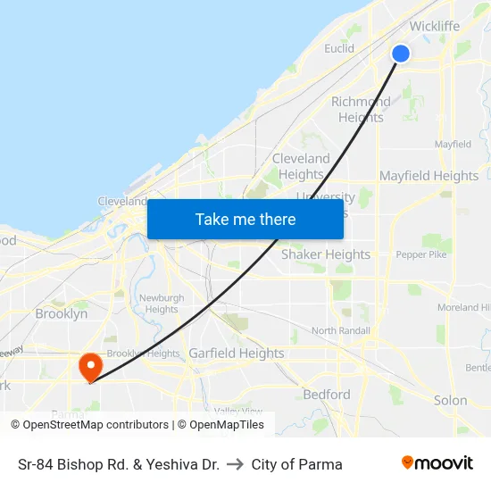 Sr-84 Bishop Rd. & Yeshiva Dr. to City of Parma map