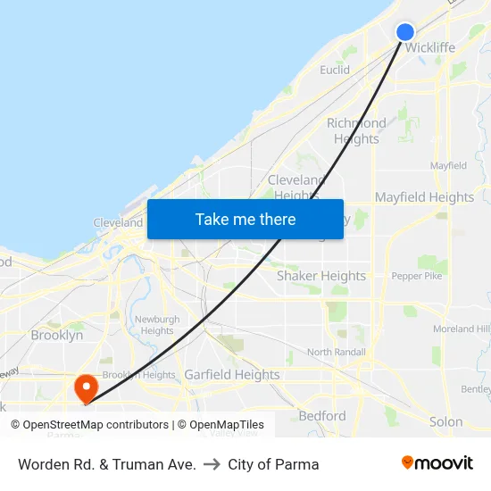 Worden Rd. & Truman Ave. to City of Parma map