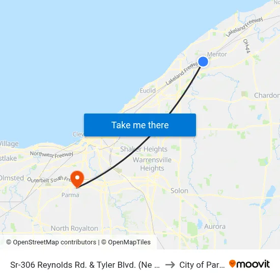 Sr-306 Reynolds Rd. & Tyler Blvd. (Ne Corner) to City of Parma map