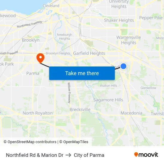 Northfield Rd & Marion Dr to City of Parma map