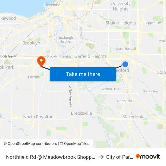 Northfield Rd @ Meadowbrook Shopping Cnt to City of Parma map