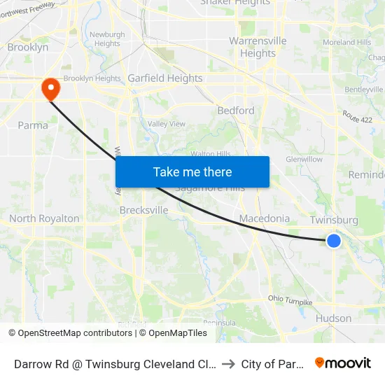 Darrow Rd @ Twinsburg Cleveland Clinic to City of Parma map
