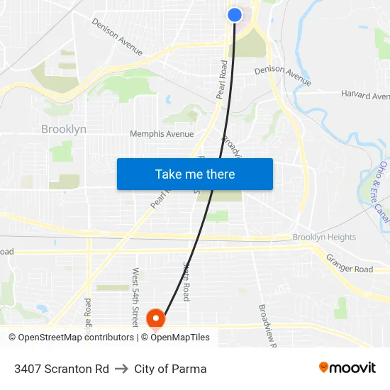3407 Scranton Rd to City of Parma map