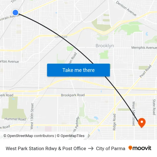 West Park Station Rdwy & Post Office to City of Parma map