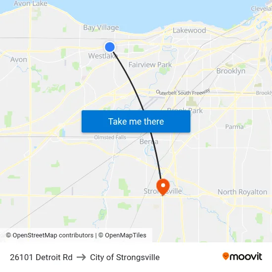26101 Detroit Rd to City of Strongsville map