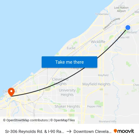 Sr-306 Reynolds Rd. & I-90 Ramp to Downtown Cleveland map