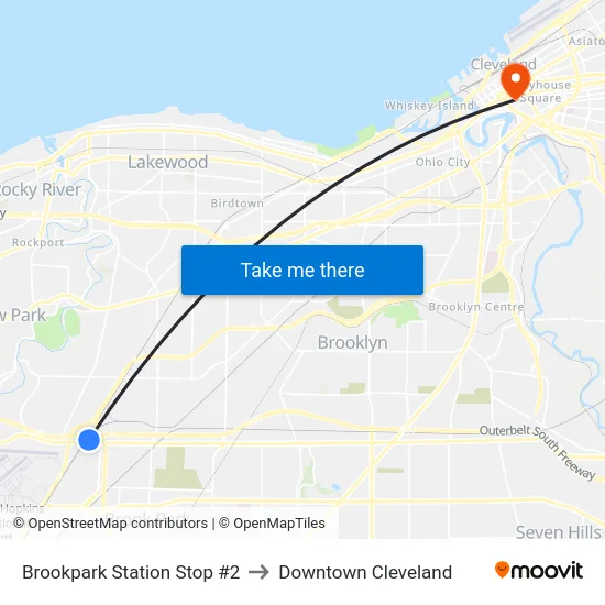 Brookpark Station Stop #2 to Downtown Cleveland map