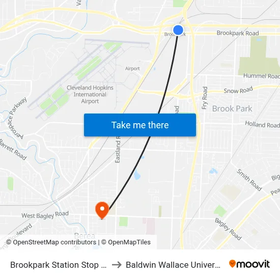 Brookpark Station Stop #2 to Baldwin Wallace University map