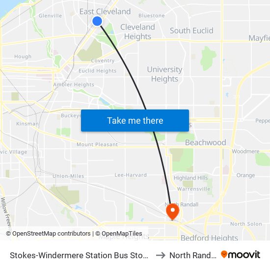 Stokes-Windermere Station Bus Stop #4 to North Randall map