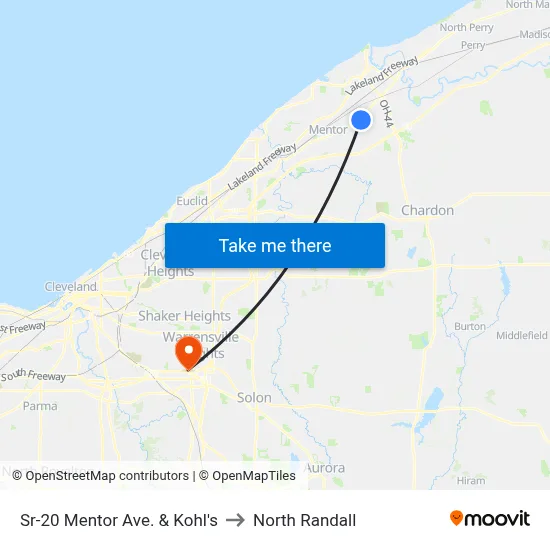 Sr-20 Mentor Ave. & Kohl's to North Randall map