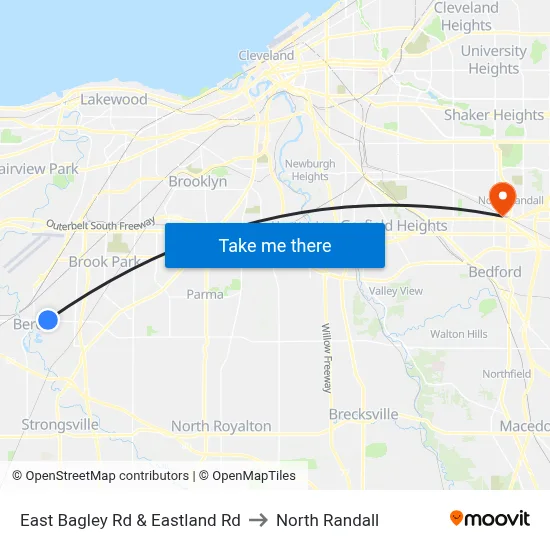East Bagley Rd & Eastland Rd to North Randall map