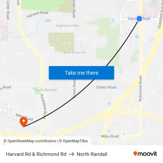 Harvard Rd & Richmond Rd to North Randall map