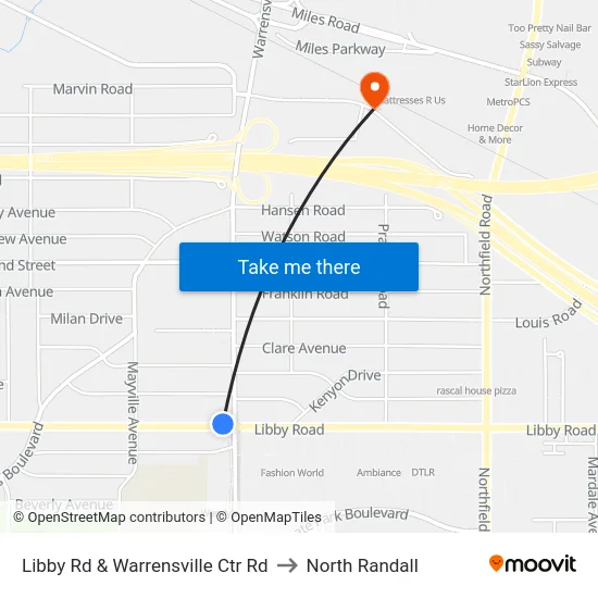 Libby Rd & Warrensville Ctr Rd to North Randall map