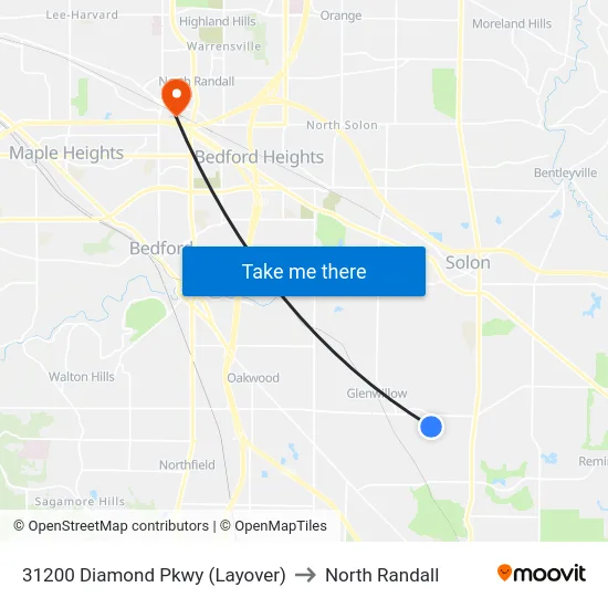 31200 Diamond Pkwy (Layover) to North Randall map
